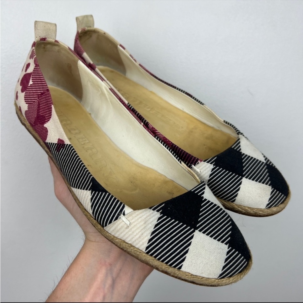 Burberry Plaid Heart Printed Canvas Flats